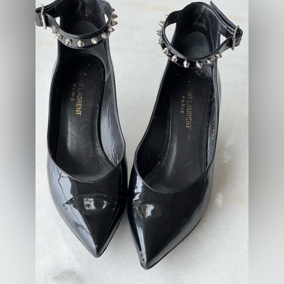 Saint Laurent Black Kitten 50 studded ankle pointed toe heel. - Picture 2 of 7